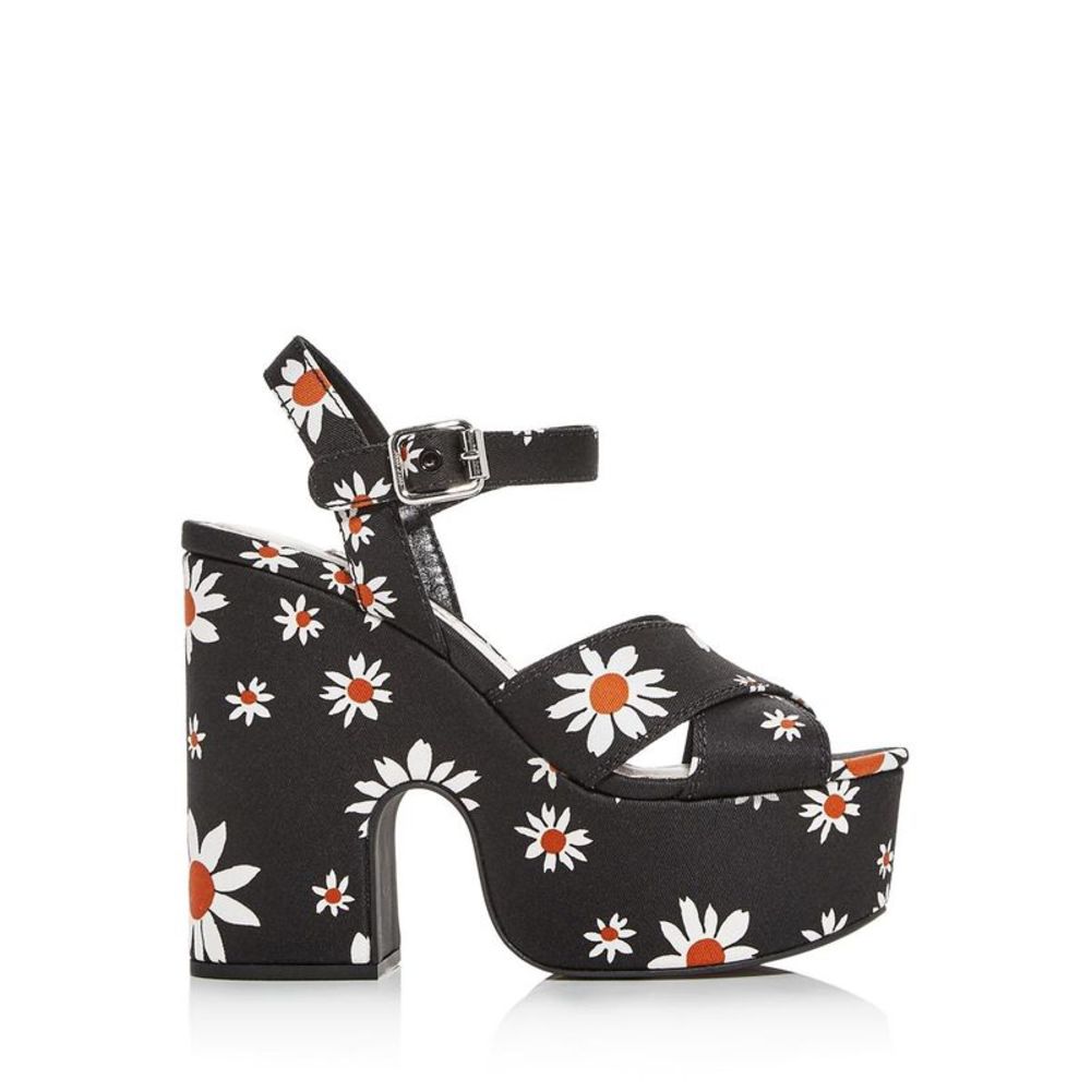 Miu Miu Womens Calzature Donna Black Canvas Platform Sandals Shoes NWT - Picture 2 of 3